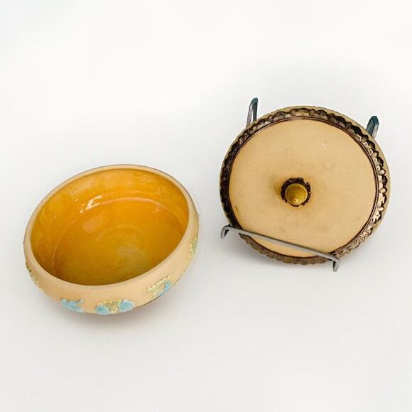 Arnel’s Signed Blue Teal Green Tan Lidded Ceramic Dish Trinket Box Home Decor - Picture 2 of 14